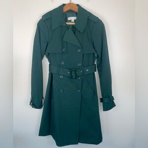 New York & Company Green Belted Trench Coat XS Classic Preppy Minimalist Unworn